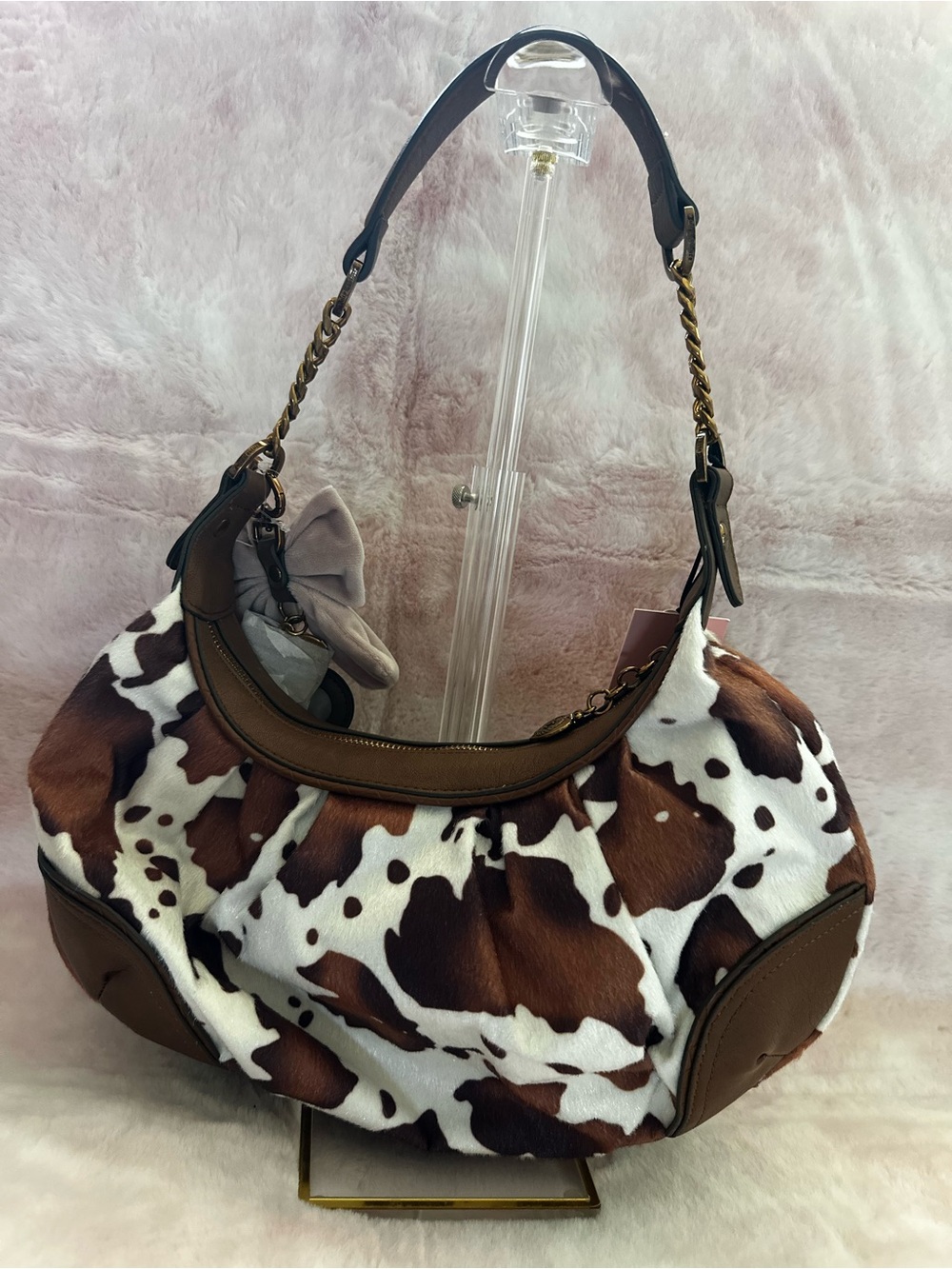 Saddle Brown Cow Print Hobo Shoulder Purse - Juicy Couture NWT - Picture 2 of 5